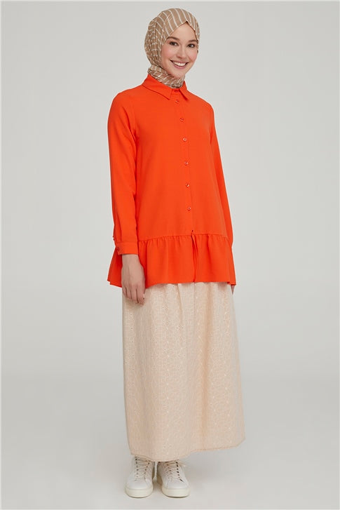 Women's Wide Cut Dark Beige Long Skirt