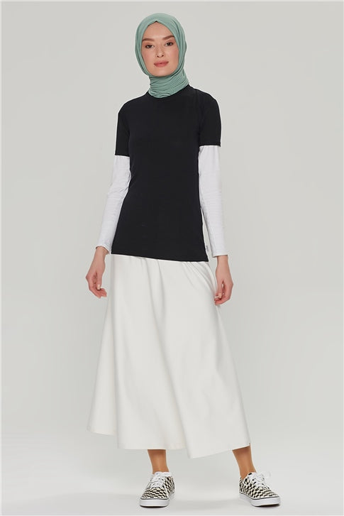 Women's Short Sleeves Black Blouse