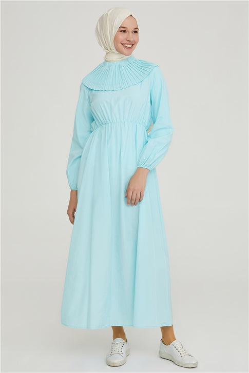 Women's Pleated Light Aqua Green Dress