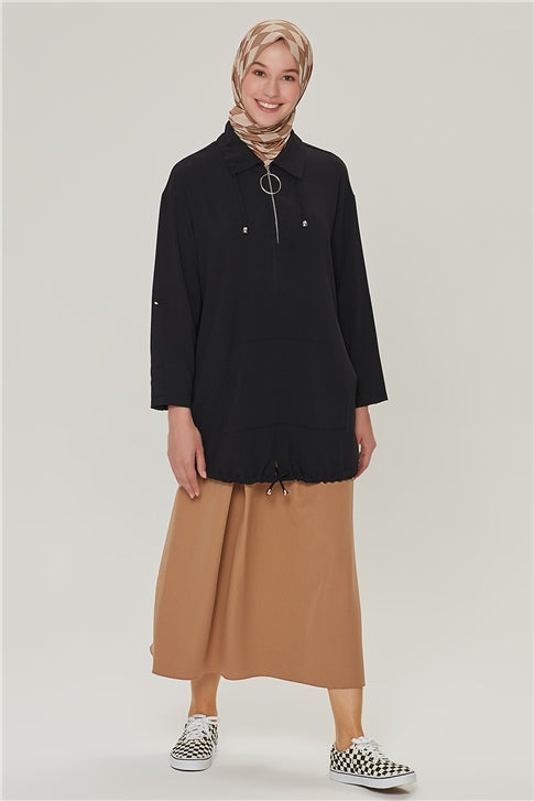 Women's Pleated Sand Beige Long Skirt