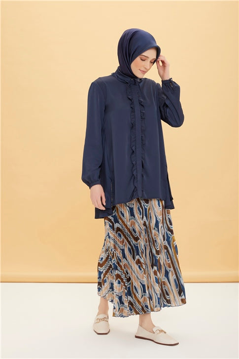 Women's Patterned Pleated Skirt