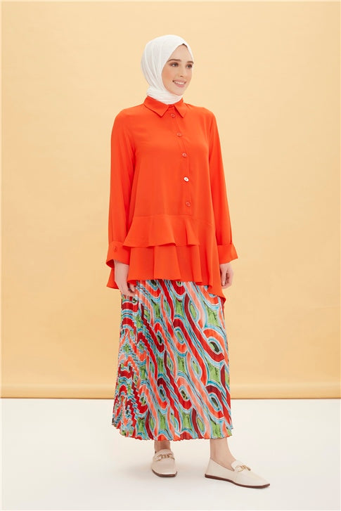 Women's Pleated Shiny Long Skirt