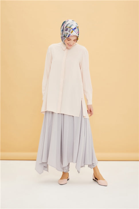 Women's Elastic Waist Grey Wide Leg Pants