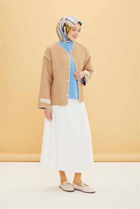 Women's Snap Button Camel Jacket