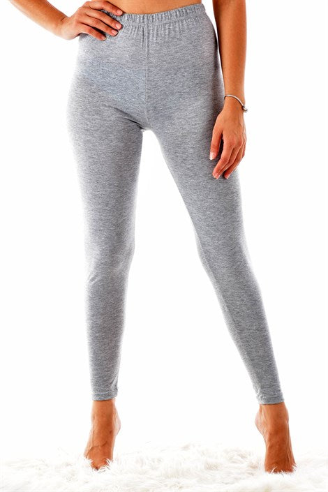 Women's Grey Combed Cotton Leggings