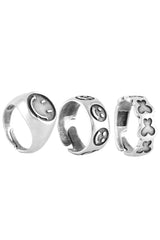 Women's Antique Silver Plated Ring Set - 3 Pieces