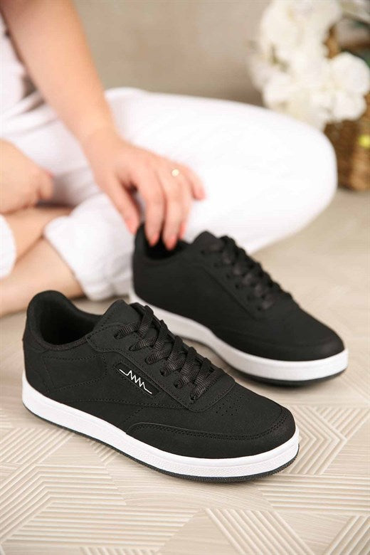 Women's Lace-up Black Sport Shoes