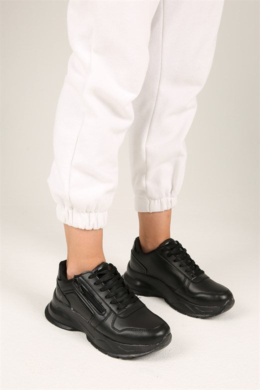 Women's Black Patent Leather Sport Shoes