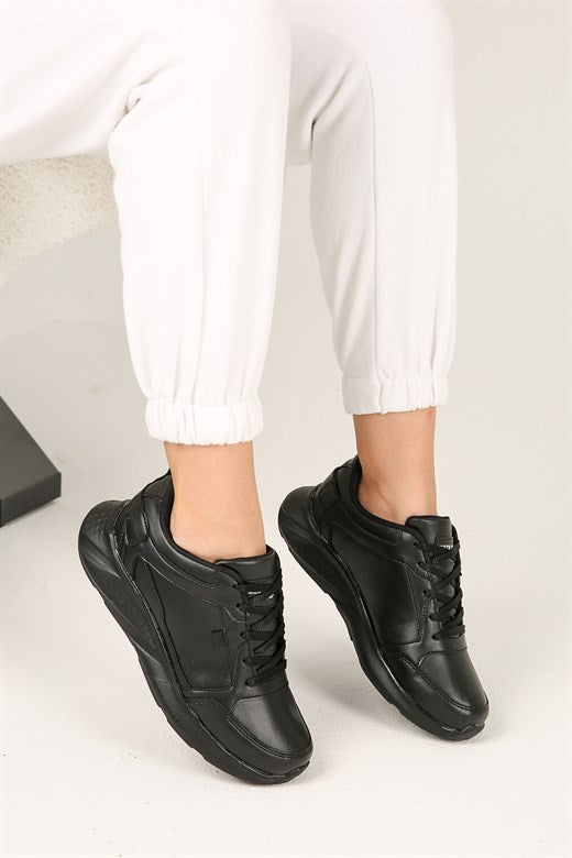 Women's Lace-up Black Sport Shoes