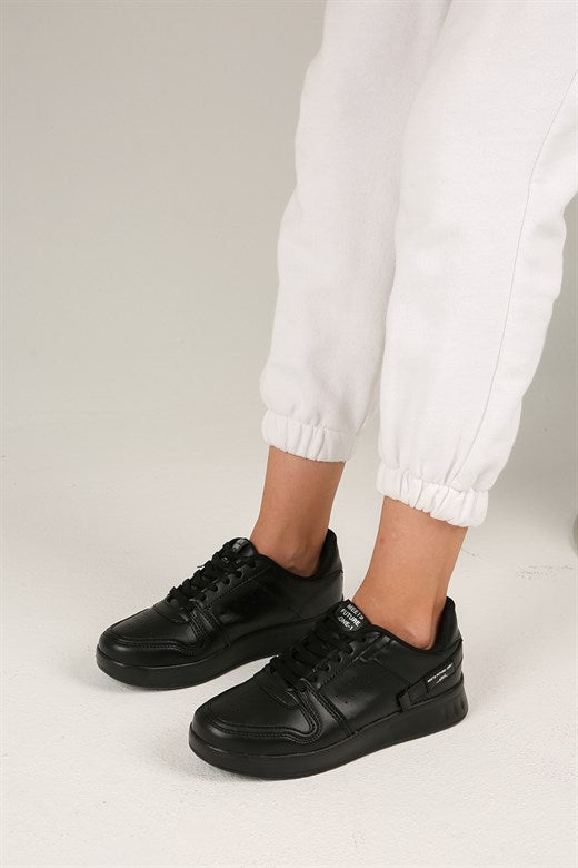 Women's Lace-up Black Sport Shoes