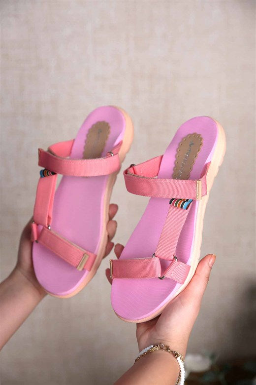 Women's Velcro Strap Powder Rose Slippers