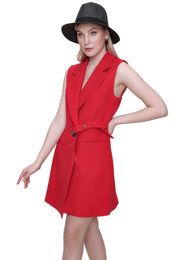 Women's Belted Red Vest