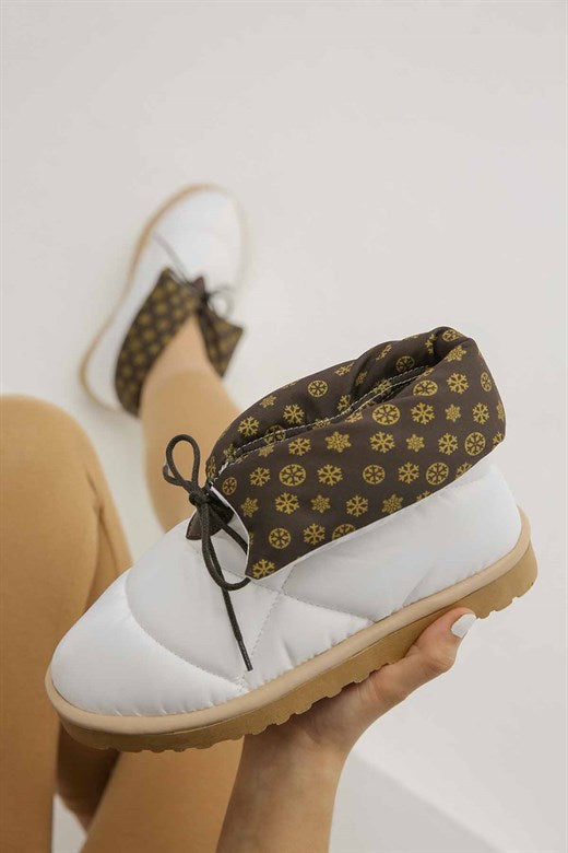 Women's White Parachute Fabric Ankle Boots