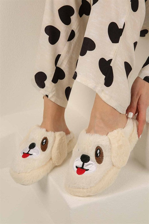 Women's Dog Figure Beige Snoozies