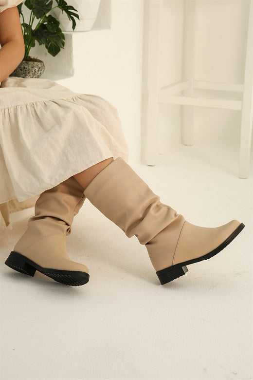 Women's Nude Leather Boots