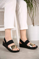 Women's Gold Mirror Elastic Sandals