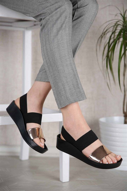 Women's Copper Mirror Elastic Sandals