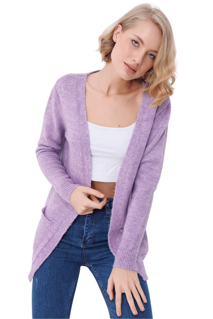 Women's Pocket Lilac Cardigan