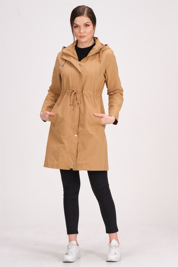Women's Hooded Shirred Waist Coat