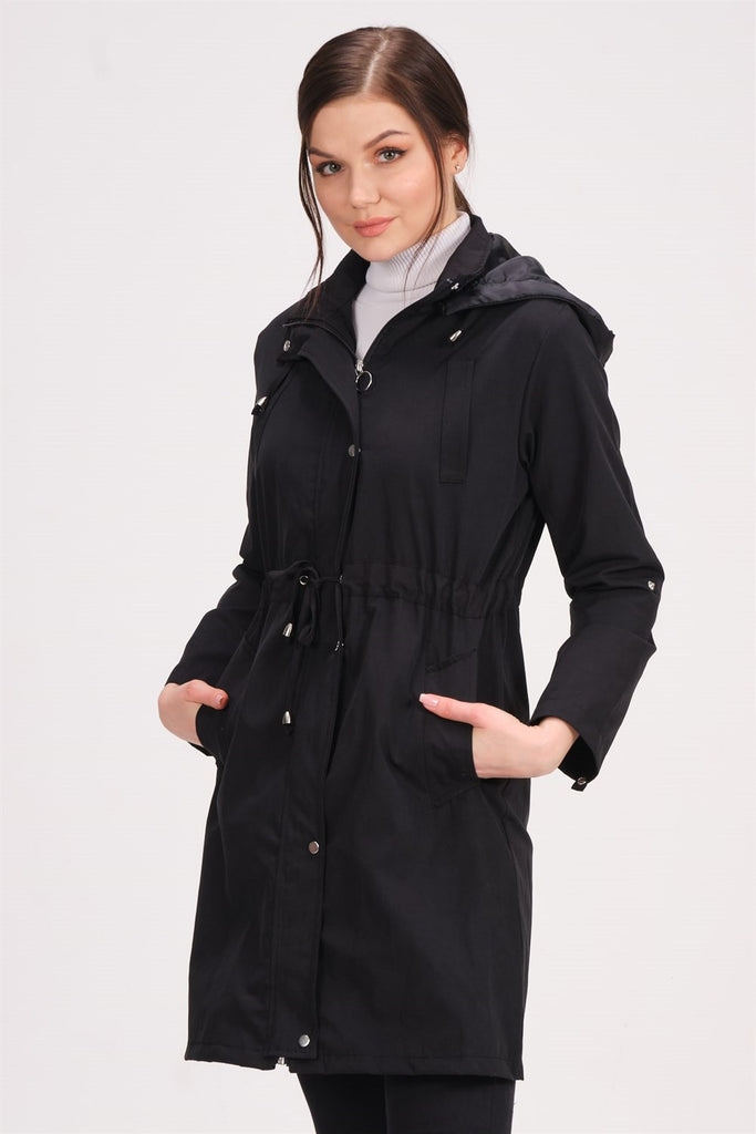 Women's Hooded Shirred Waist Coat