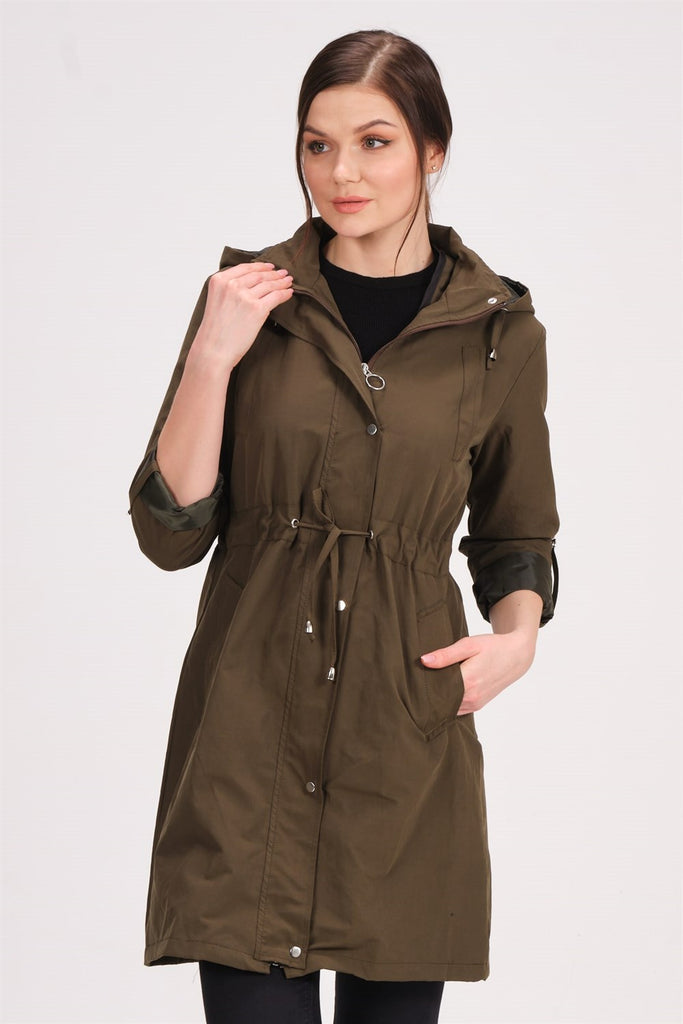 Women's Hooded Shirred Waist Coat