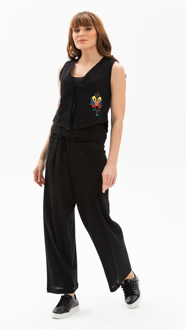 Women's Black Gauze Thai Pants