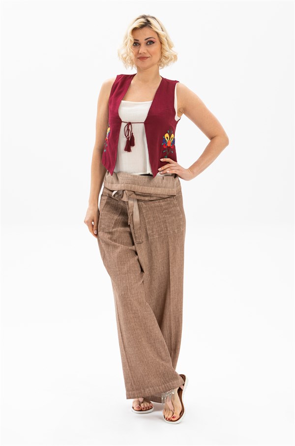 Women's Brown Gauze Thai Pants