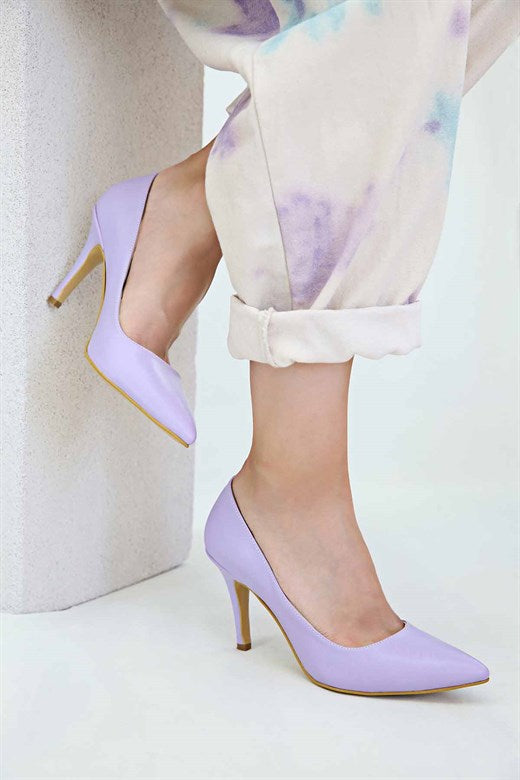 Women's Pointed Toe Lilac Heeled Shoes