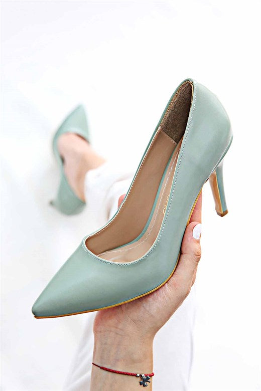 Women's Pointed Toe Mint Green Heeled Shoes