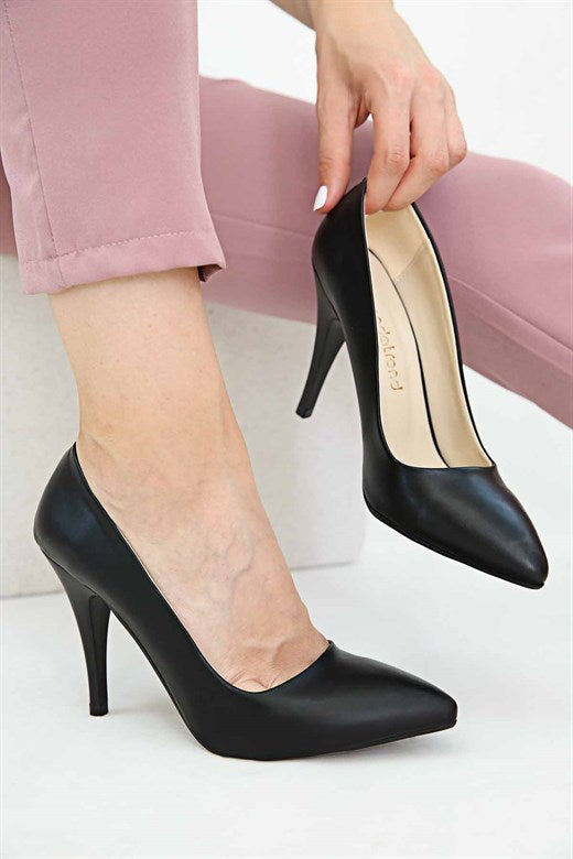 Women's Pointed Toe Black Heeled Shoes