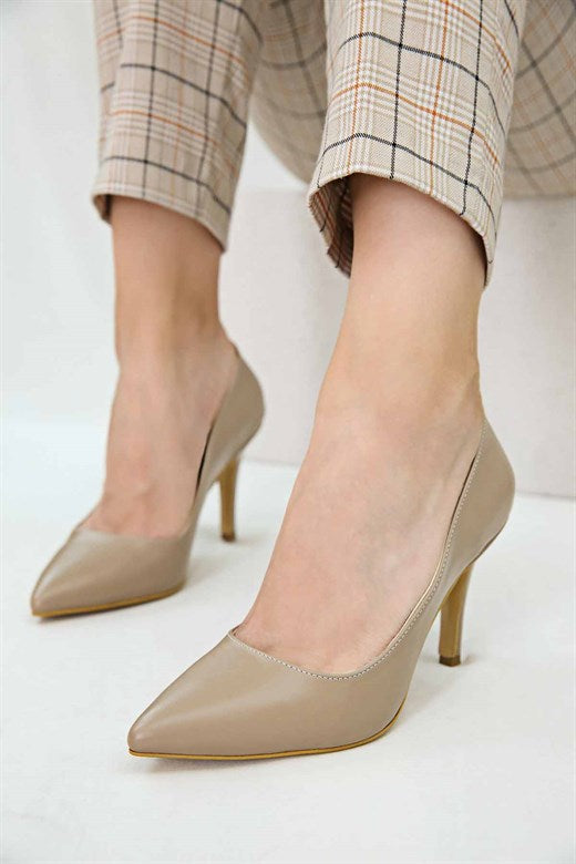 Women's Pointed Toe Mink Heeled Shoes