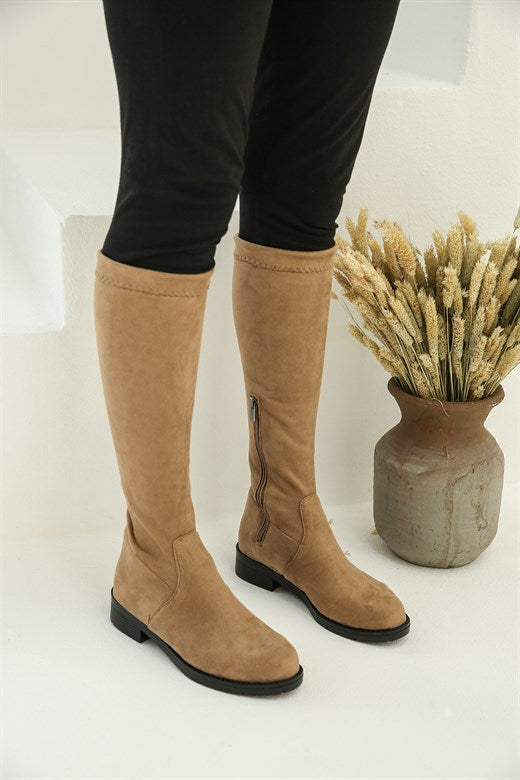 Women's Stretch Mink Suede Long Boots