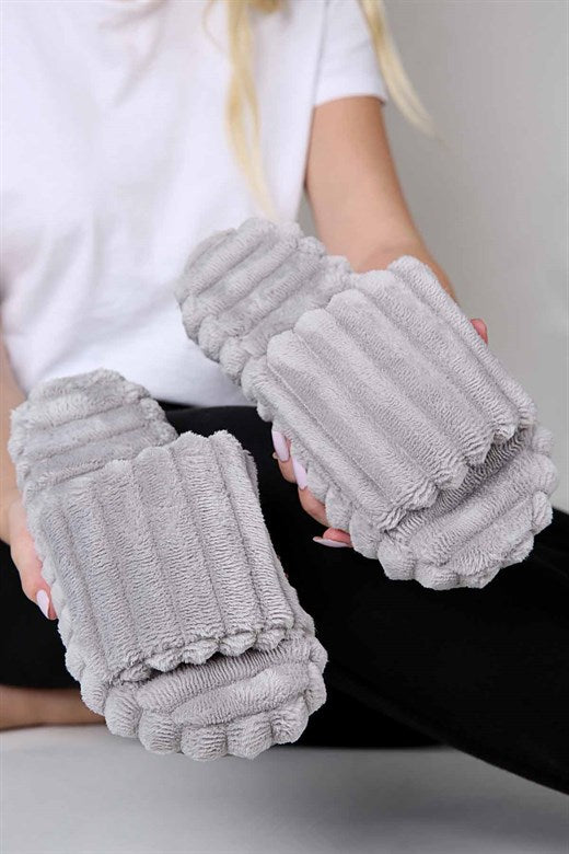 Women's Grey Fur House Slippers