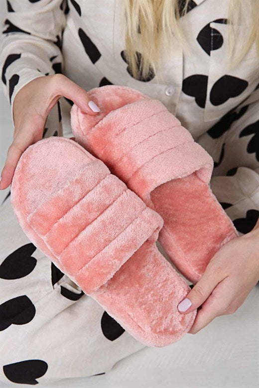 Women's Powder Rose Fur House Slippers