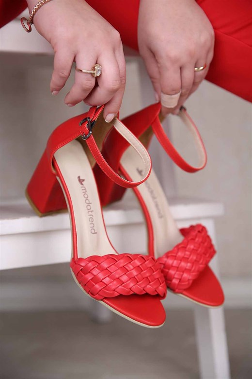 Women's Red Heeled Sandals