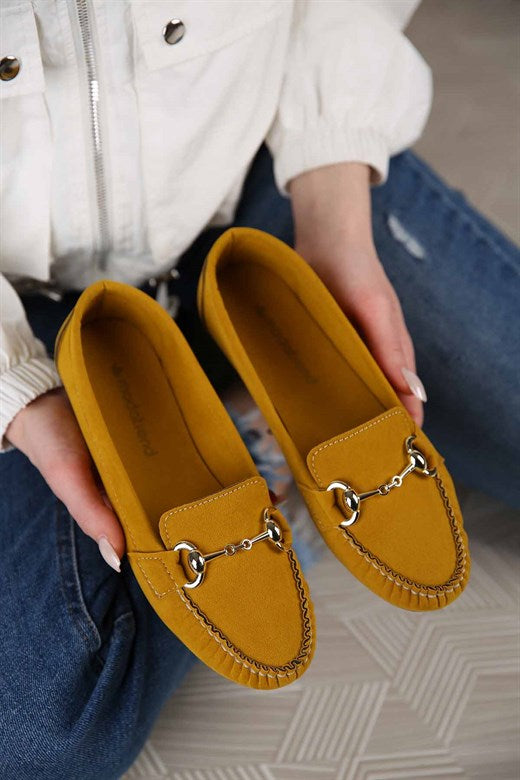 Women's Mustard Suede Casual Shoes