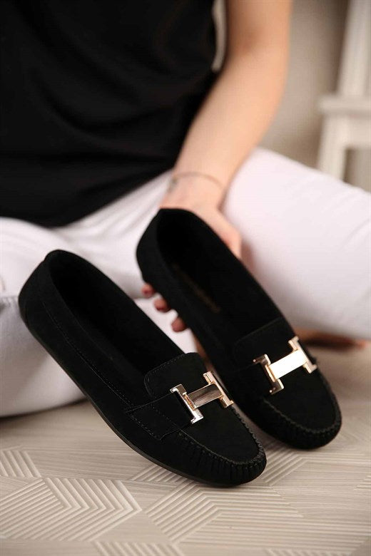 Women's Black Suede Casual Shoes