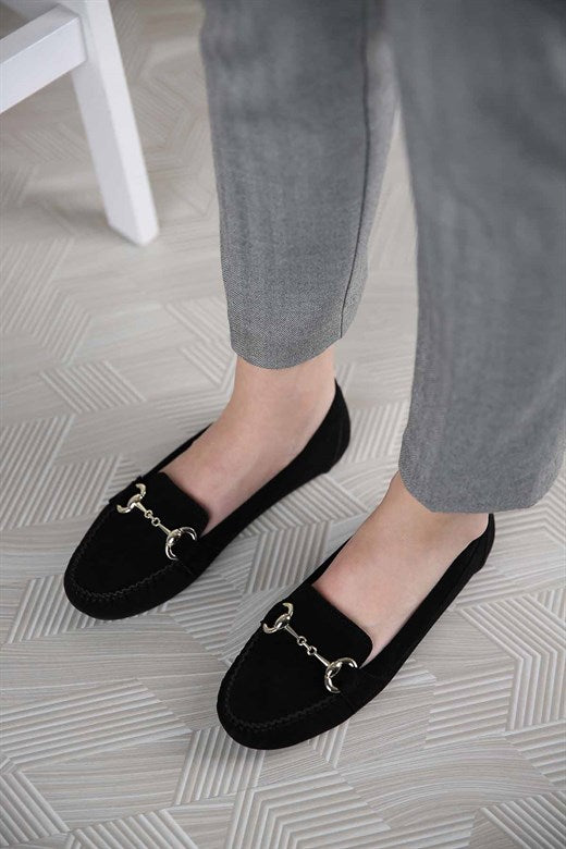 Women's Black Suede Casual Shoes