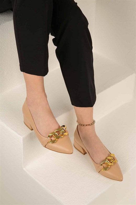 Women's Casual Beige Heeled Shoes