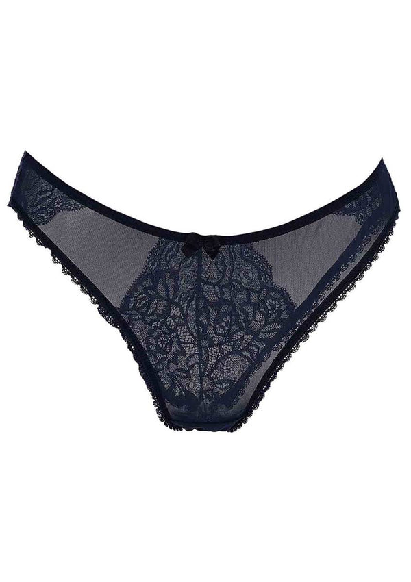 Women's Lace Detail Navy Blue Panty