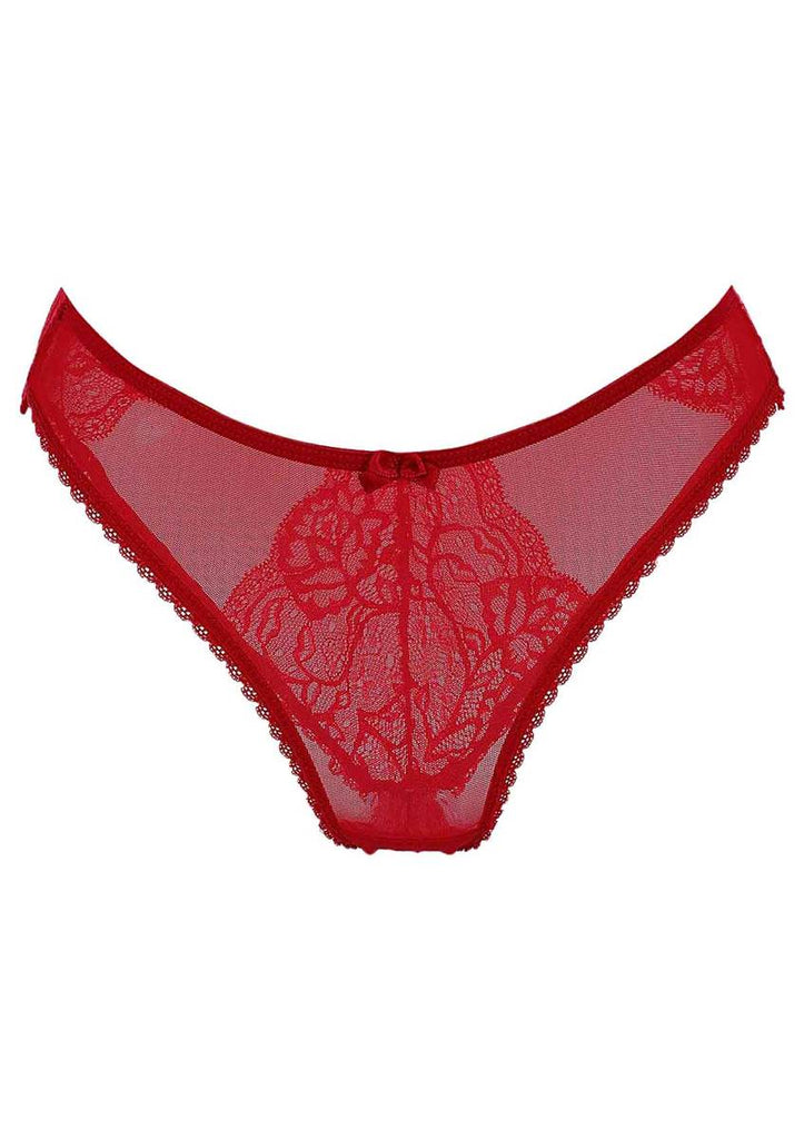 Women's Lace Detail Red Panty