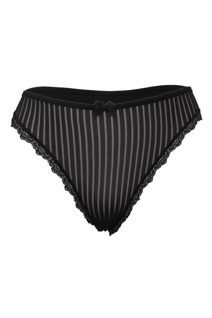 Women's Striped Black Panty