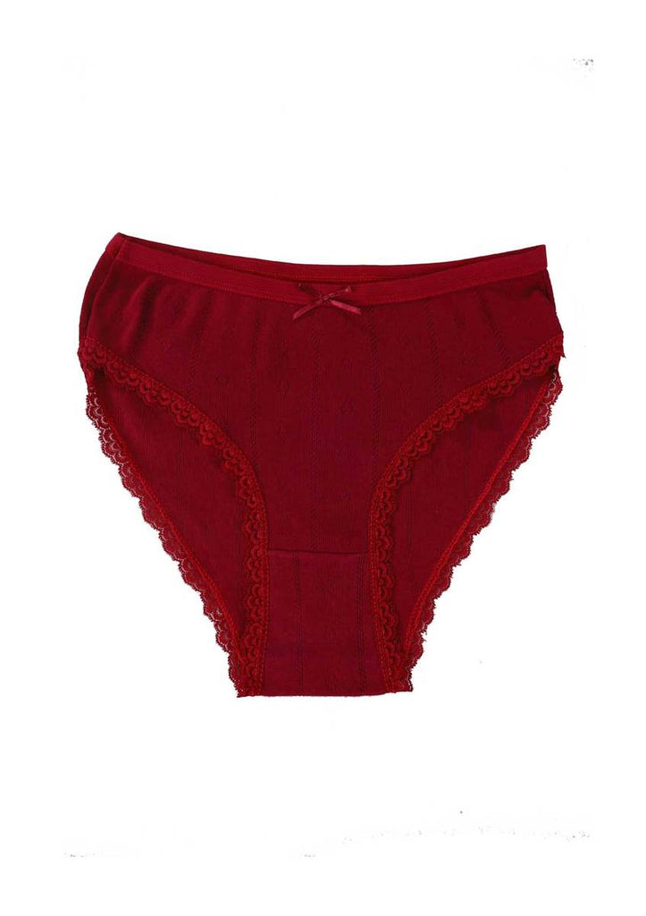 Women's Claret Red Jacquard Panty