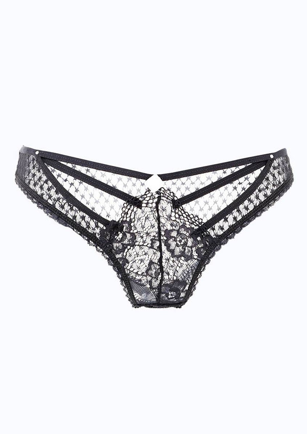 Women's Lace Detail Black Panty