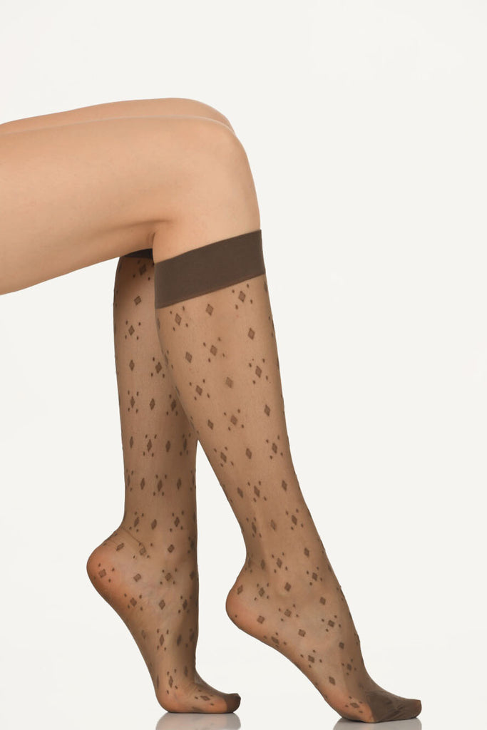 Women's Patterned Brown Socks