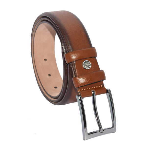 Men's Plain Brown Leather Classic Belt- 3.5 cm