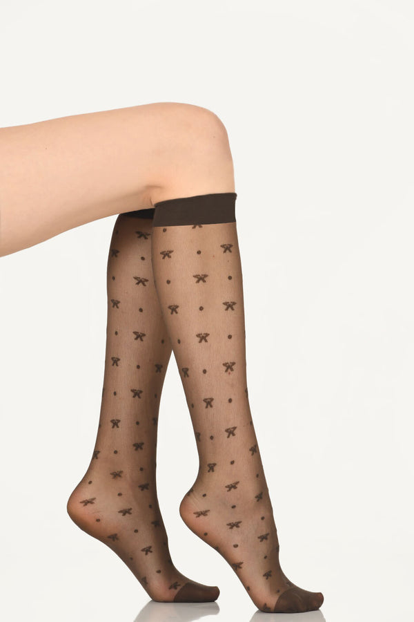 Women's Patterned Brown Socks