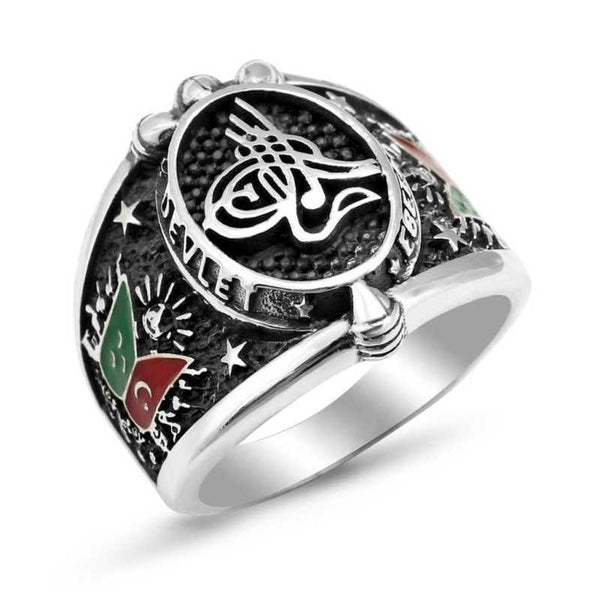 Men's Tughra Design Silver Ring