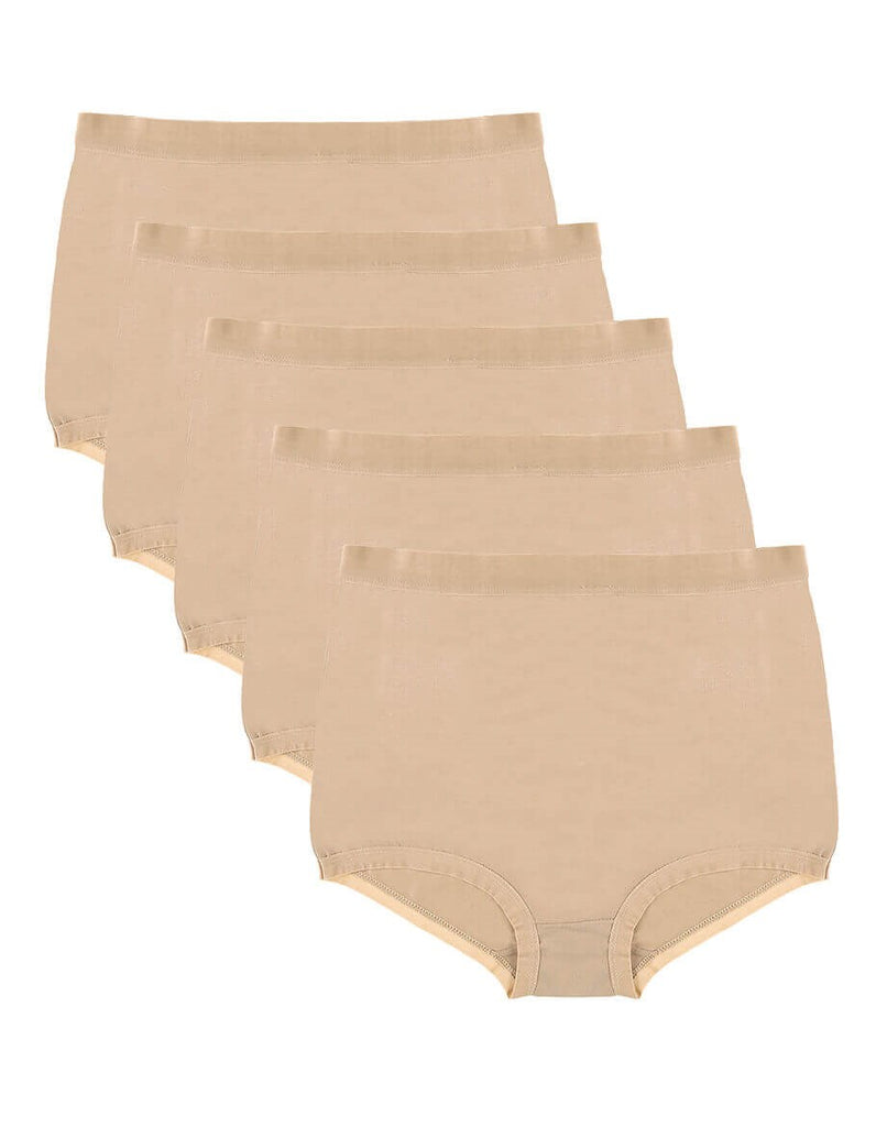 Women's High Waist Beige Panties - 5 Pieces