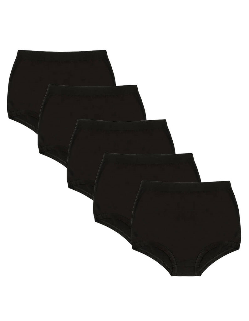Women's High Waist Black Panties - 5 Pieces